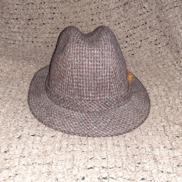 SETSON HARRIS TWEED-Fedora-SZ  7 3/8-Handwoven Scottish Wool-Red/Purple/Gray-NWT - Picture 2 of 7